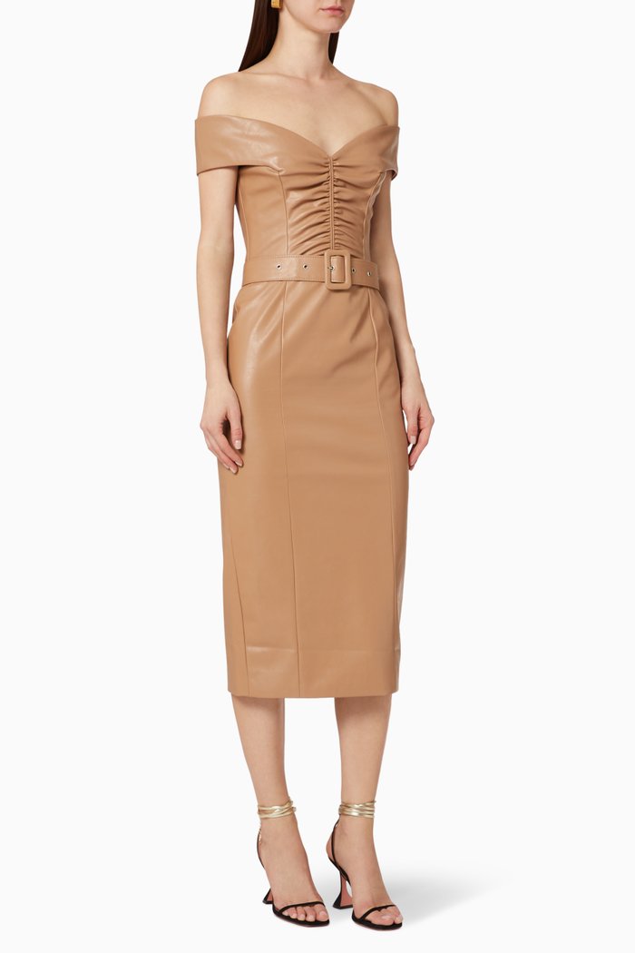 

Vegan Leather Pencil Dress, Neutral