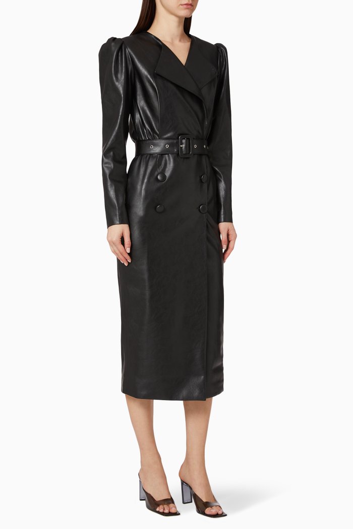 

Vegan Leather Blazer Dress, Black