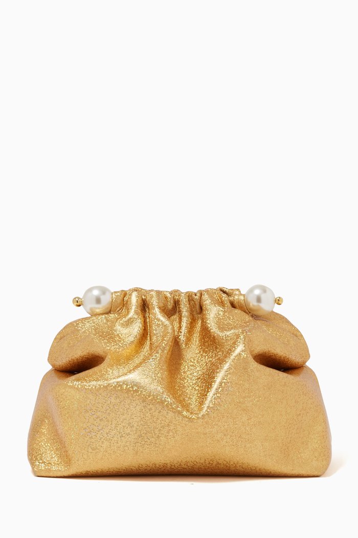 

Romeo Clutch in Satin & Acrylic Beads, Gold