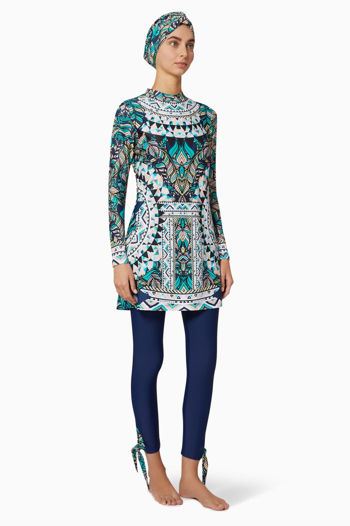 

Maya Geometric Print Burkini, Black