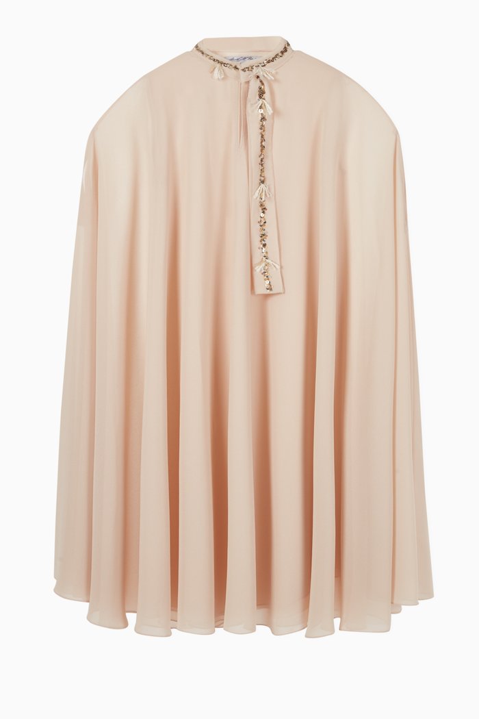 

Embroidered Chiffon Cape, Neutral