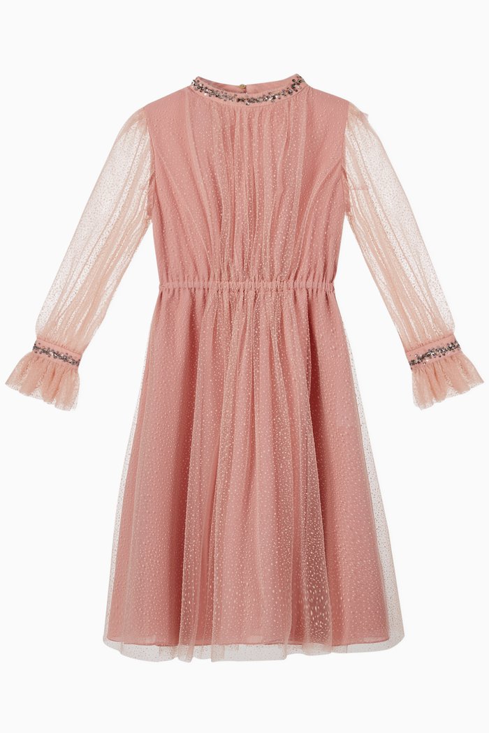 

Embroidered Chiffon Kaftan, Pink