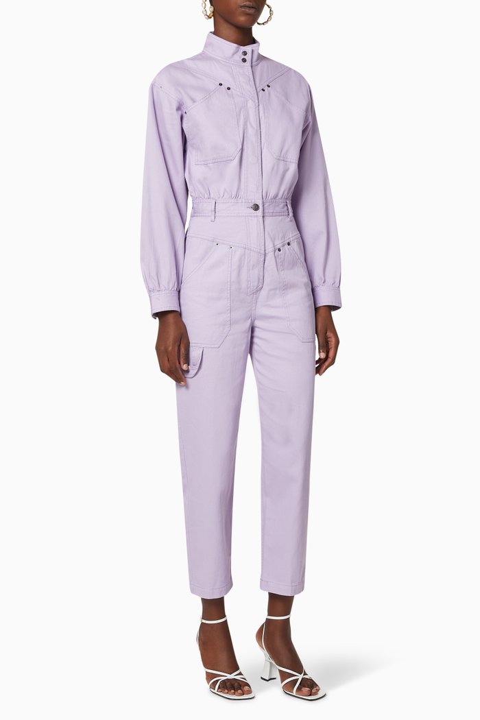

Chiara Long-Sleeved Boiler Suit, Purple
