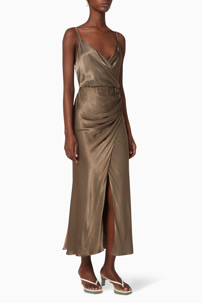 

Sophia Draped Midi Dress, Brown