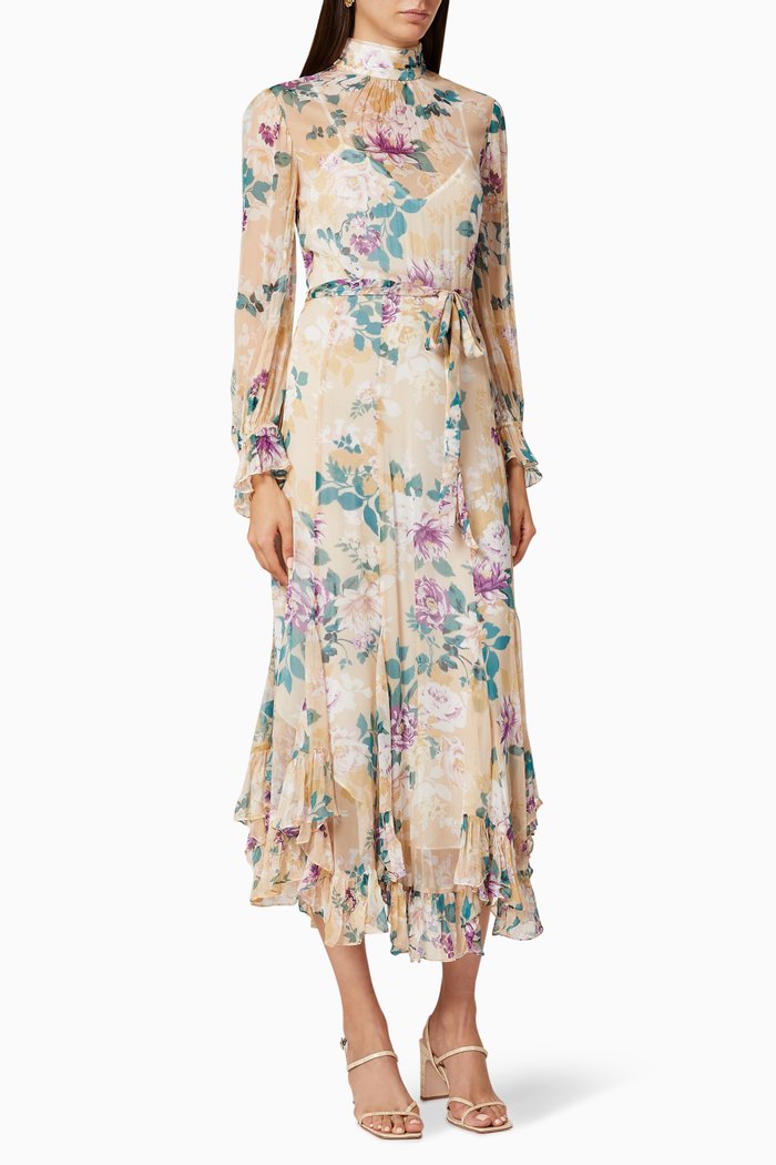 

Donatella Chiffon Godet Dress, White