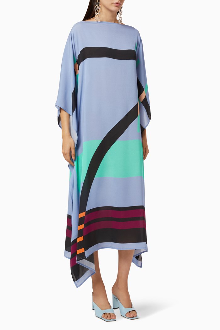 Pompe Scarf Maxi Dress in Georgette, Multicolour