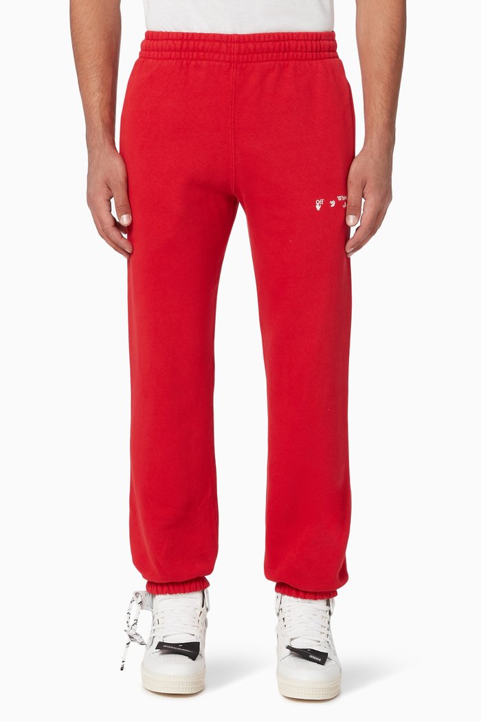 

Diagonal Cotton Sweatpants, Red
