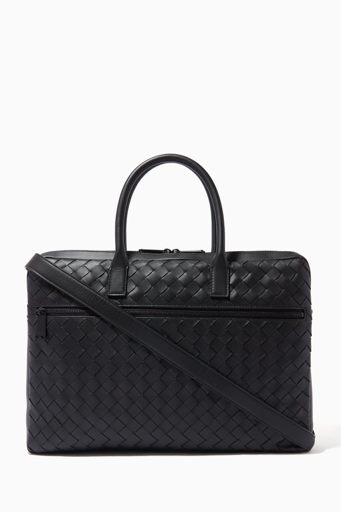 

Briefcase in Intrecciato Calfskin, Black