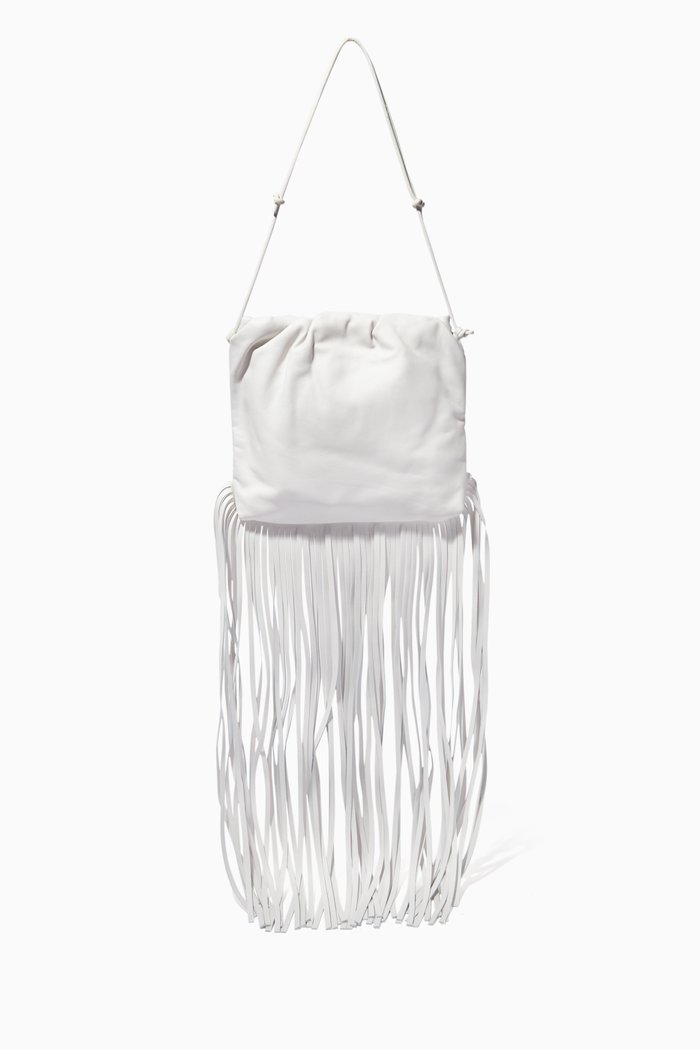 

The Fringe Pouch in Nappa, White