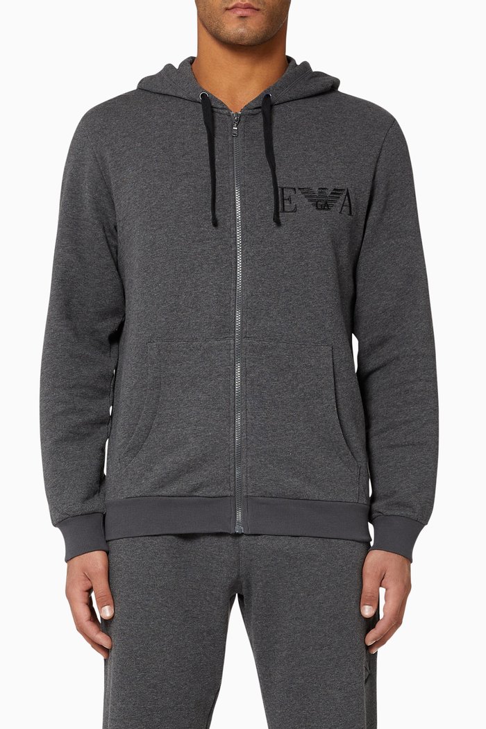 

EA Micro Eagle Hooded Jersey Sweatshirt, Grey