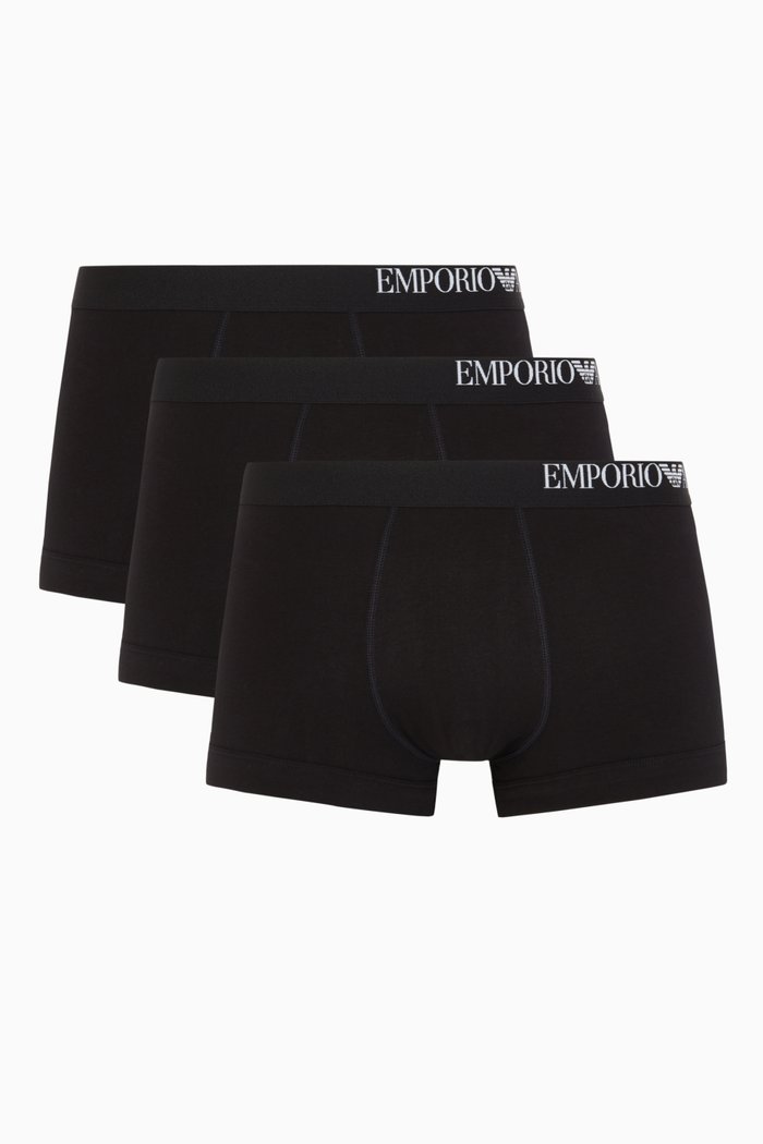 EA Tape Cotton Boxers, Set of 3, Black