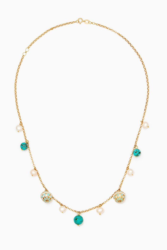 

Feroza Charm Necklace in 18kt Gold