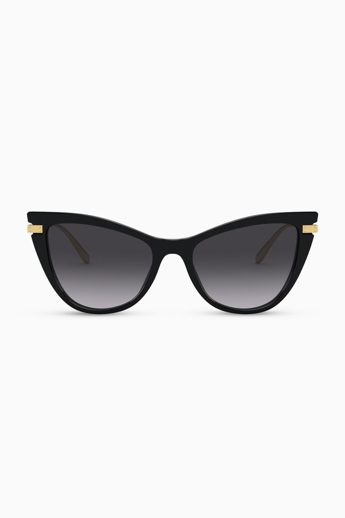 

Logo Plaque Cat-Eye Sunglasses in Acetate, Black