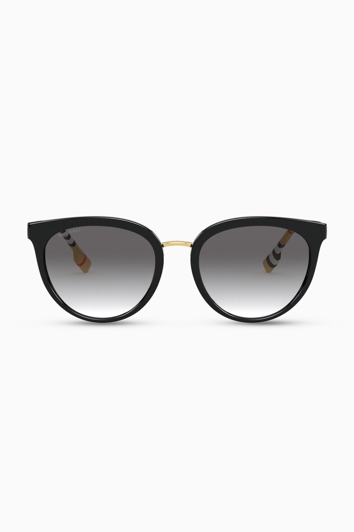

Icon Stripe Cat-Eye Frame Sunglasses, Black