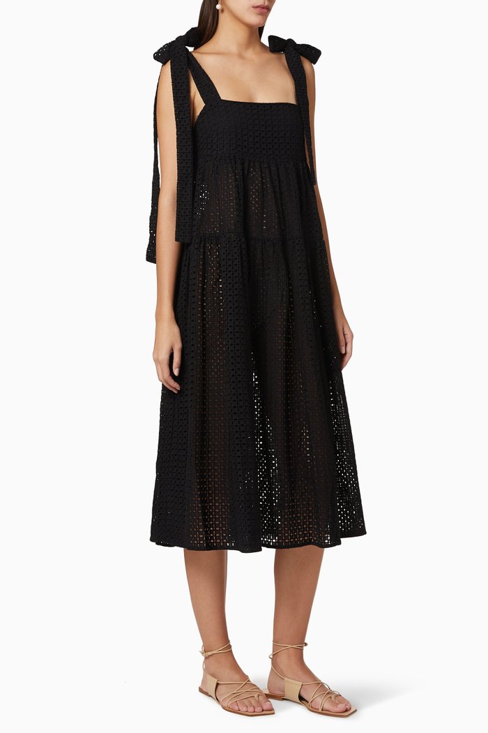 

Laura Colour-Block Cotton Dress, Black
