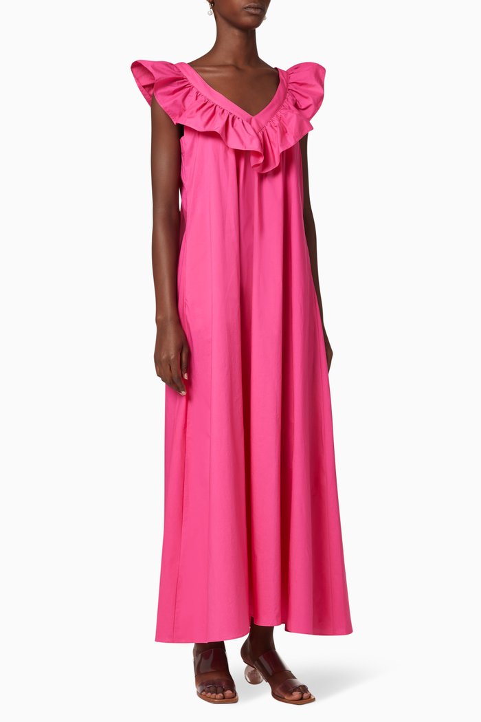 

Frill Silk Dress, Pink