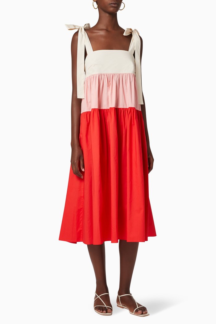 

Laura Colour-Block Cotton Dress, Red
