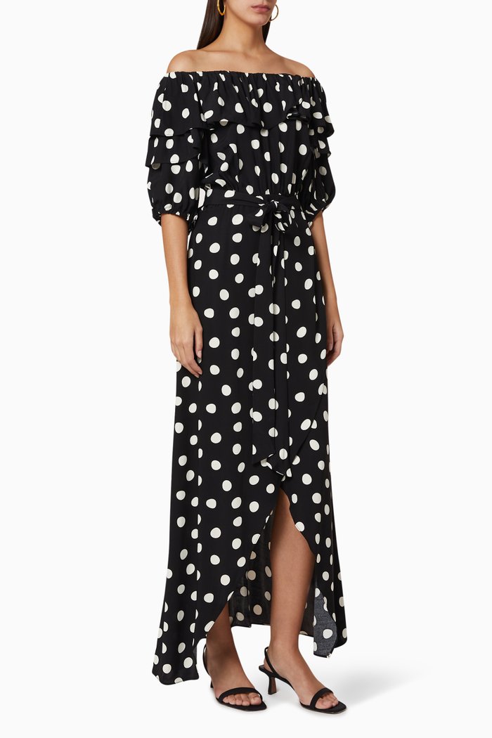 

Gaga Frill Cotton Dress, Black