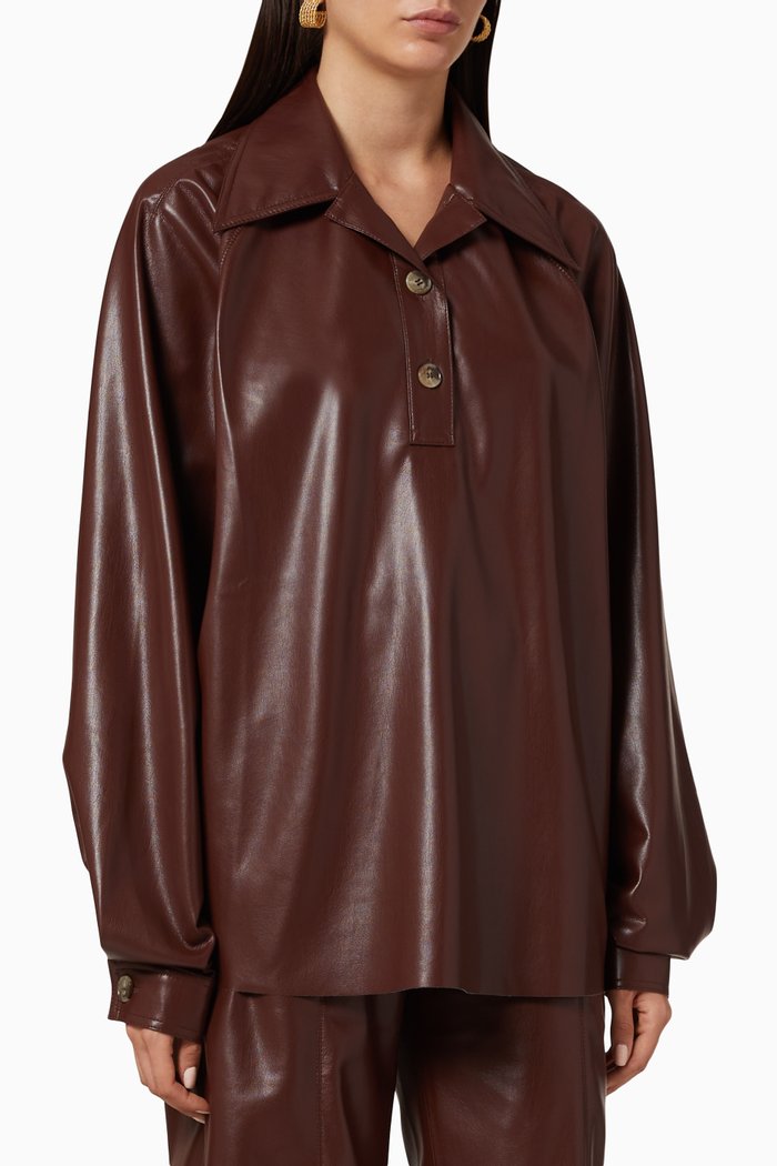 

Keiron Vegan Leather Top, Brown