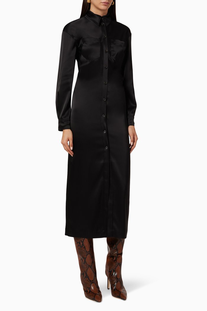 

Kinsley Slip Satin Dress, Black