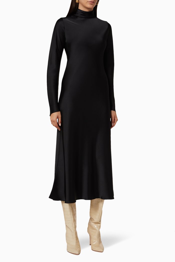 

Ashlee Slip Satin Dress, Black