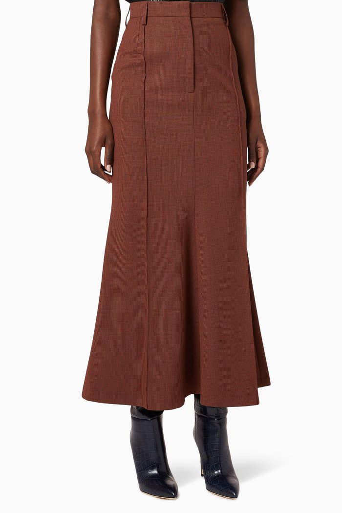 

Macie Houndstooth Skirt, Brown