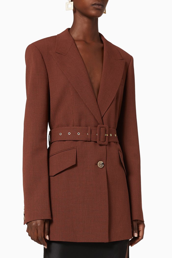 Honor Houndstooth Blazer, Brown