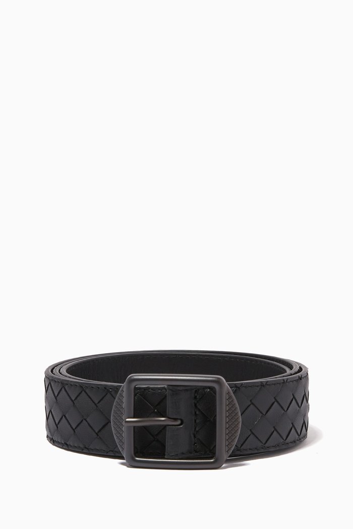 35mm Belt in Intrecciato Nappa, Black