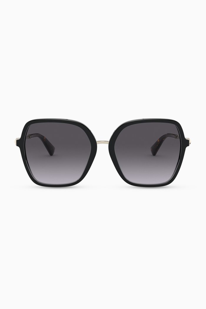 

Oversized Square Frame Acetate Sunglasses, Black