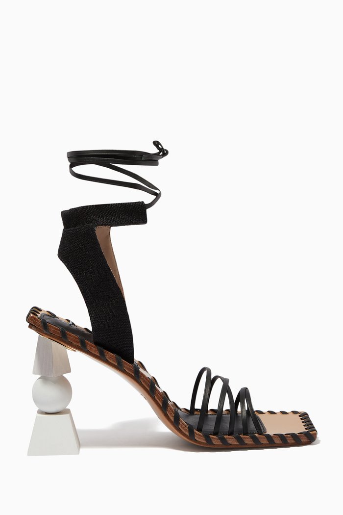 

Les Valérie Hautes Sandals in Leather, Black