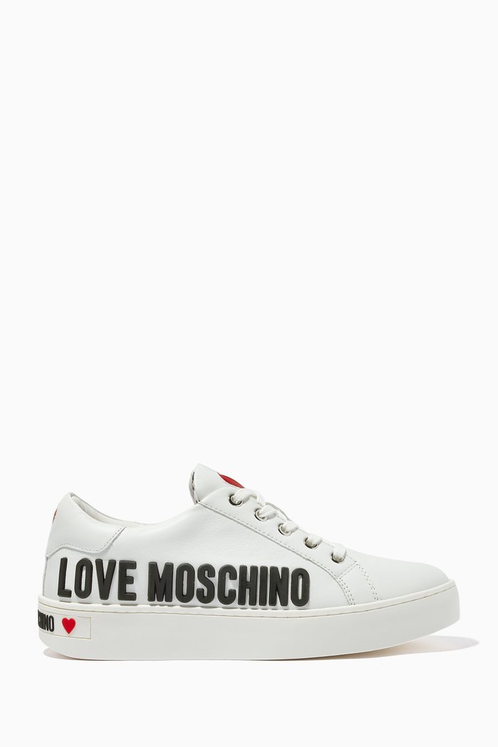 

Heart Logo Sneakers in Leather, White