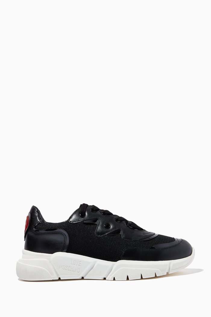 

Heart Running Sneakers in Calfskin, Black
