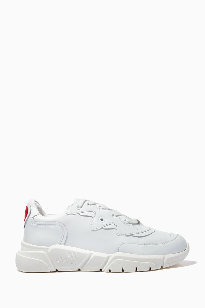 

Heart Running Sneakers in Calfskin, White