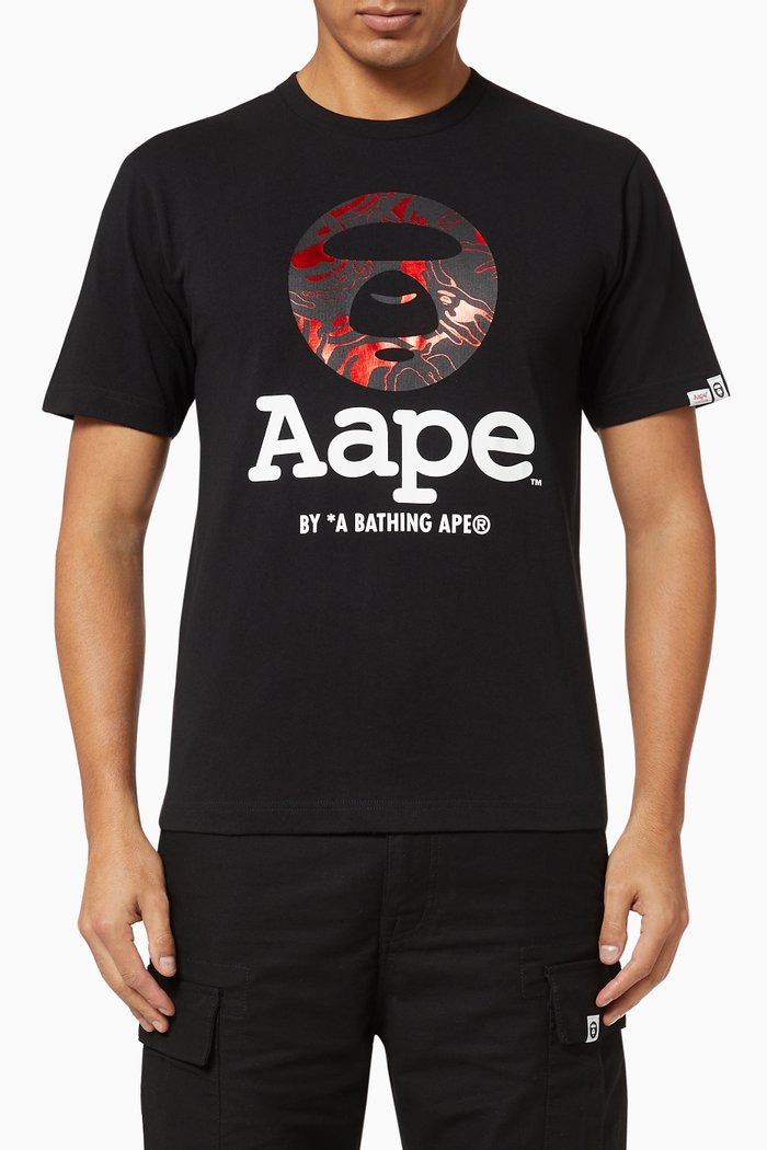 

Metallic Logo Cotton T-Shirt, Black