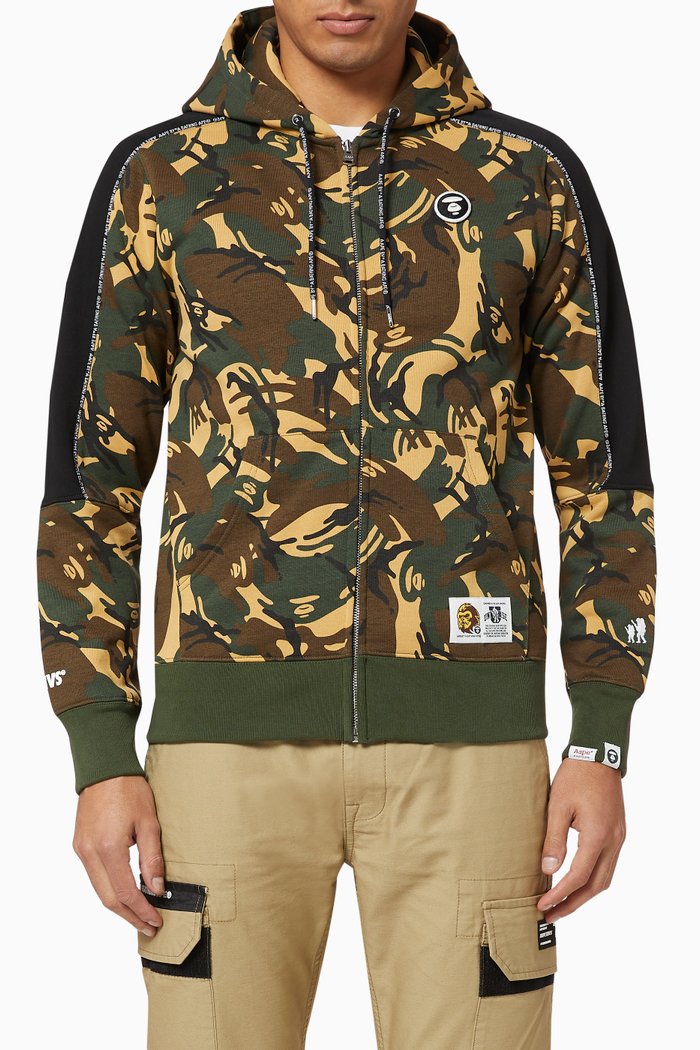 

Camo Jersey Zip Hooded Sweatshirt, Green