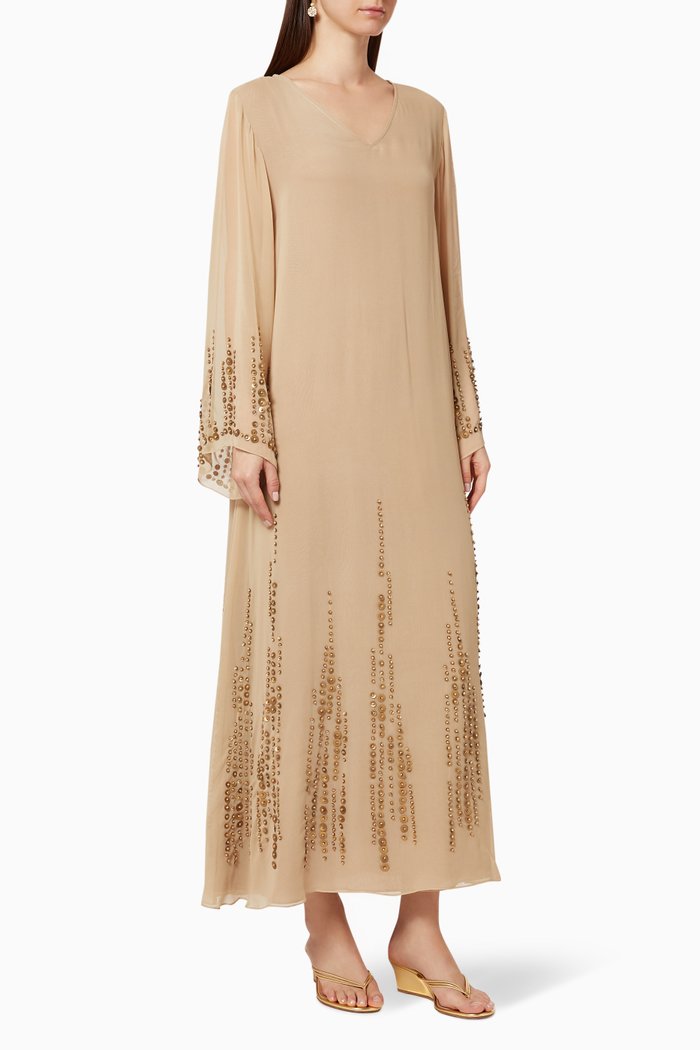 

Hand Beaded Chiffon Dress, Neutral