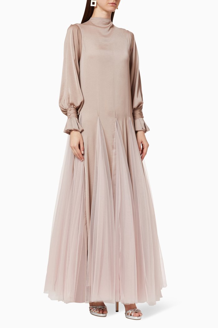 

Tulle & Crepe Maxi Dress, Purple