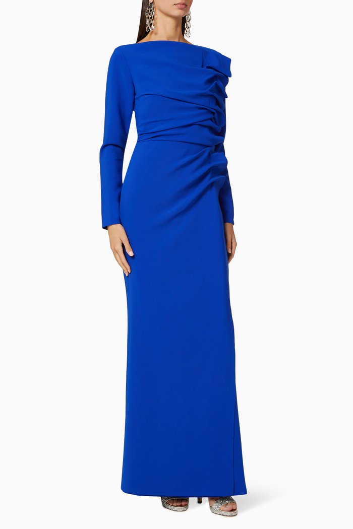 

Draped Frill Gown, Blue