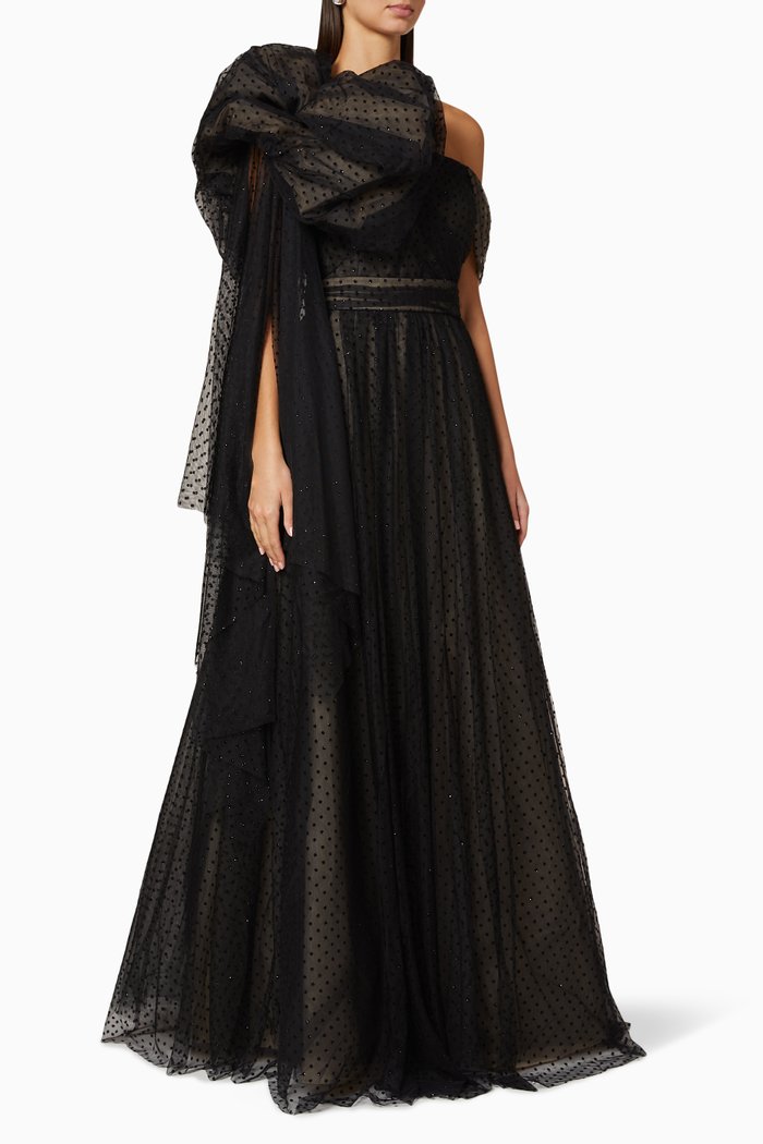 

Embellished Tulle Gown, Black