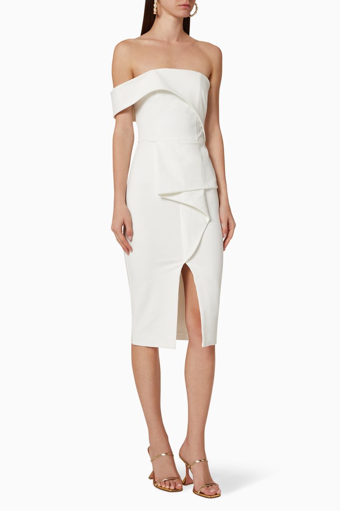 

Bardot Peplum Midi Dress, White