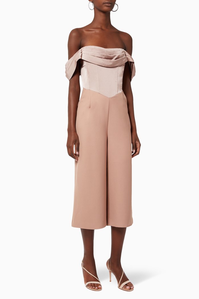 Bardot Satin Jumpsuit, Pink