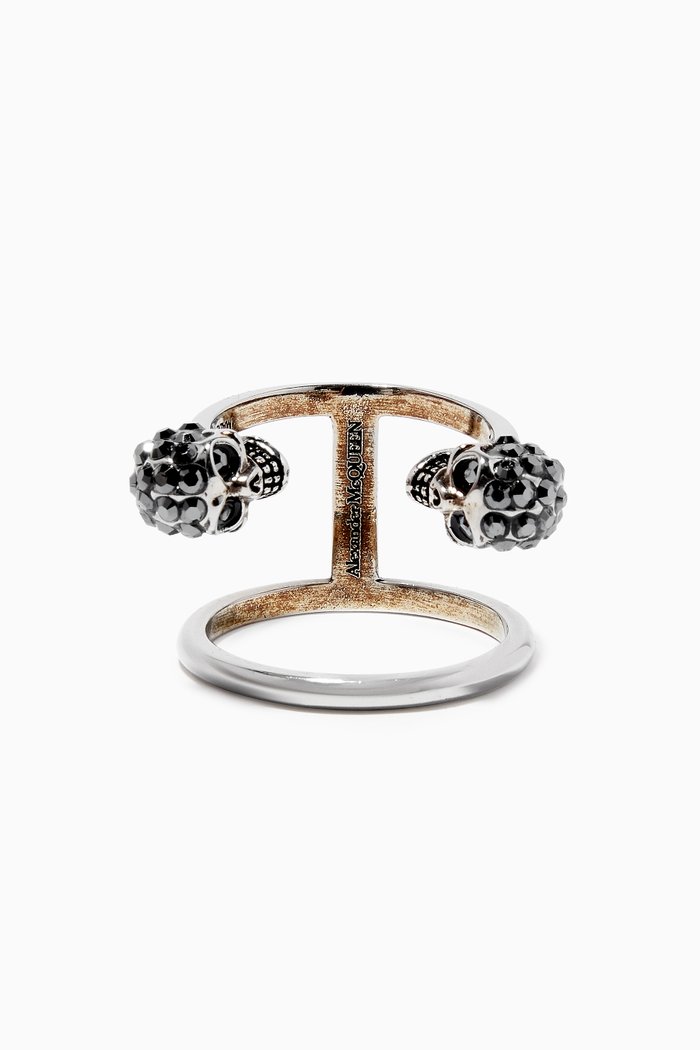 

Twin Skull Double Ring, Silver
