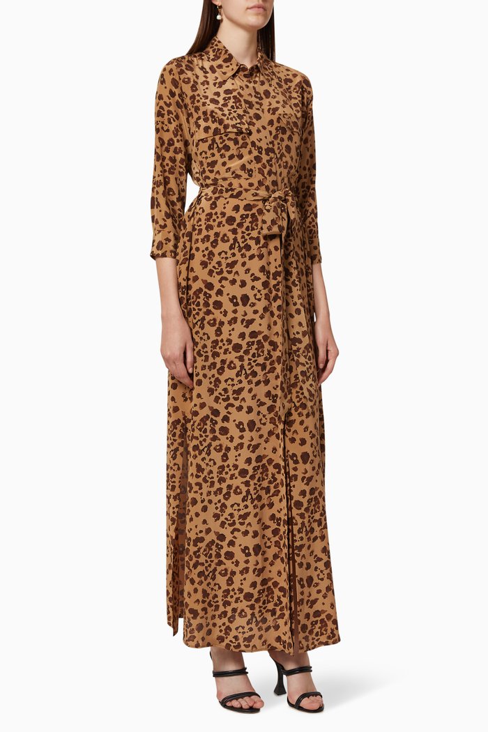 

Cameron Silk Shirt Dress, Brown