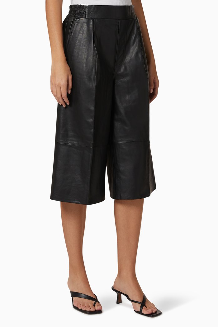 

Duchesse Leather Culottes, Black