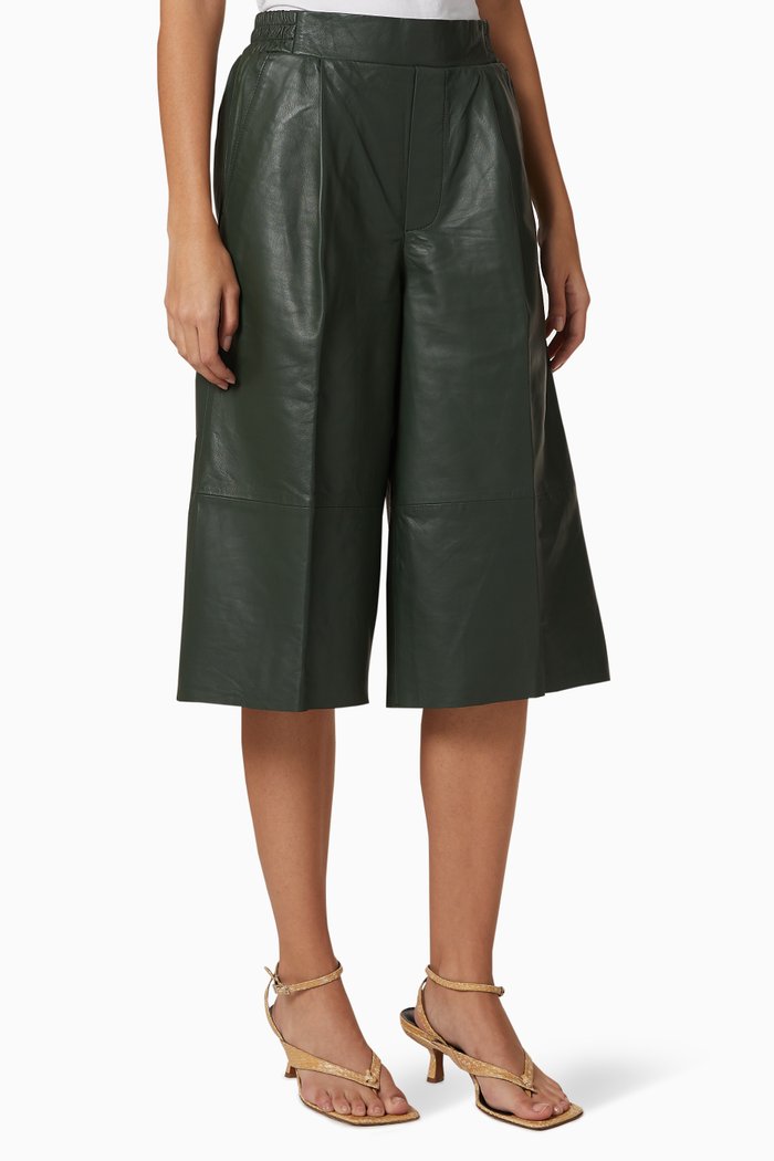 

Duchesse Leather Culottes, Green