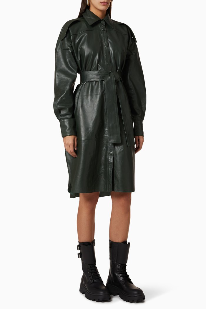

Lavare Leather Dress, Green