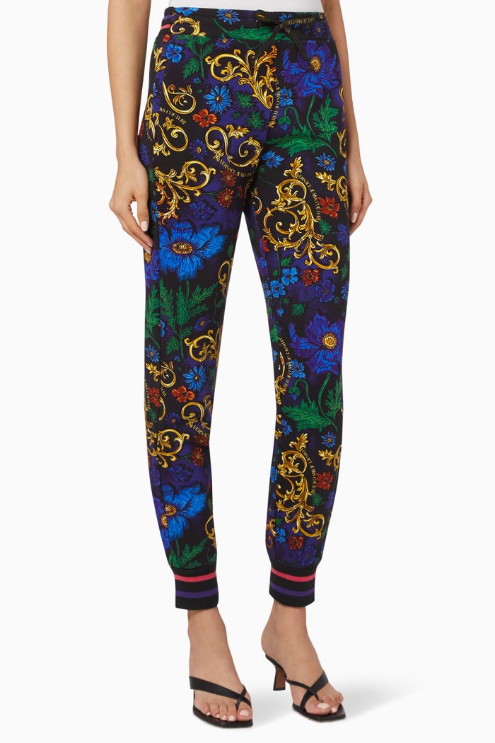 

Floral Logo Baroque Cotton Sweatpants, Multicolour