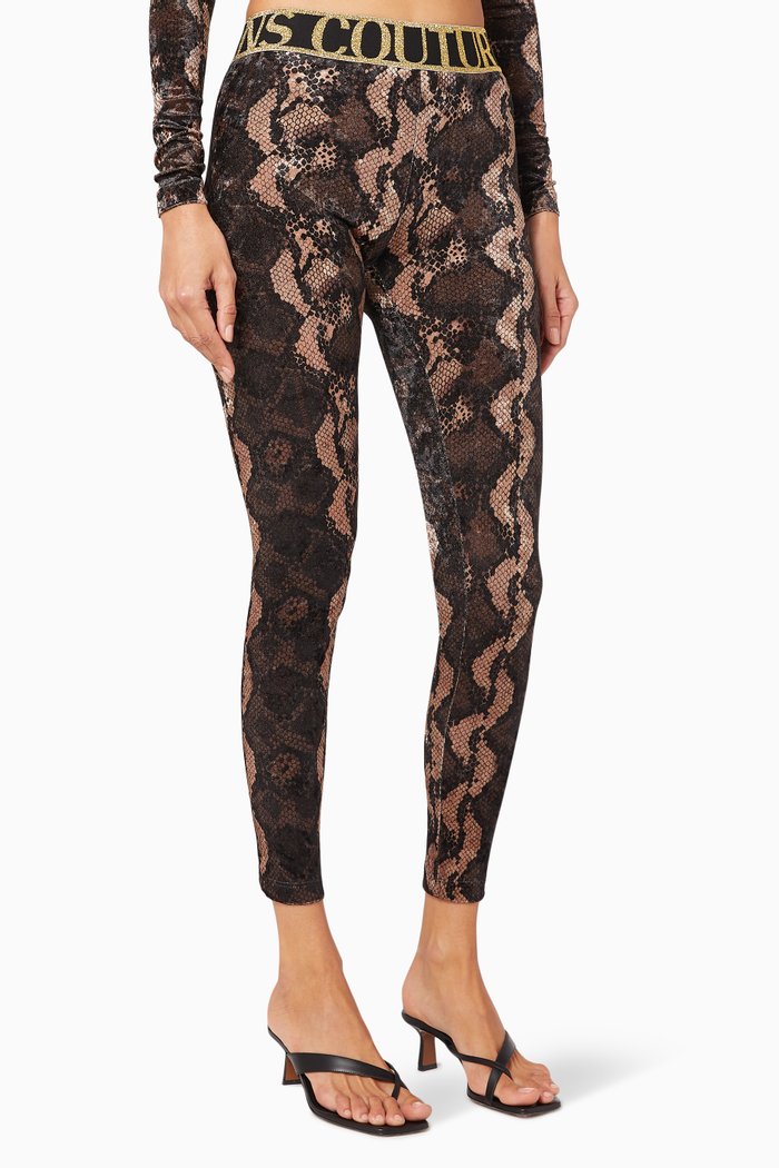 

Snake Velour Leggings, Brown