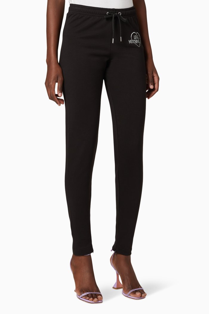 

Sparkling Heart Logo Cotton Sweatpants, Black