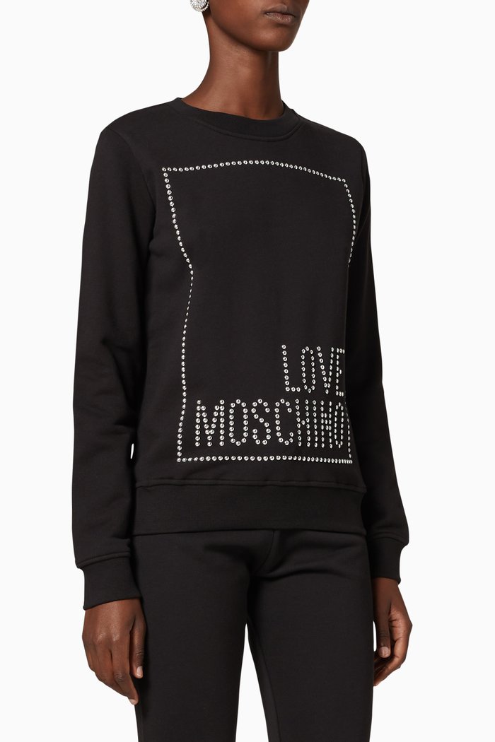 

Sparkling Square Logo Cotton Sweatshirt, Black